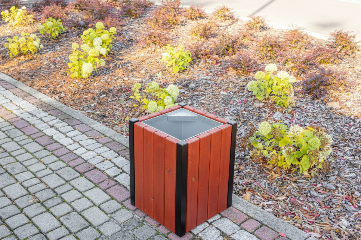 Kwadratowy kosz na śmieci Miodzio 50l jarzębina