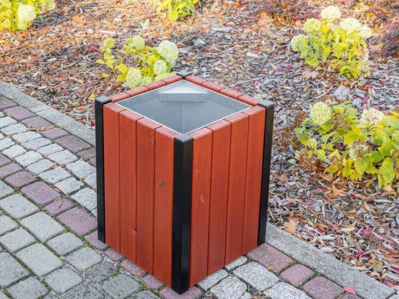 Kwadratowy kosz na śmieci Miodzio 50l jarzębina